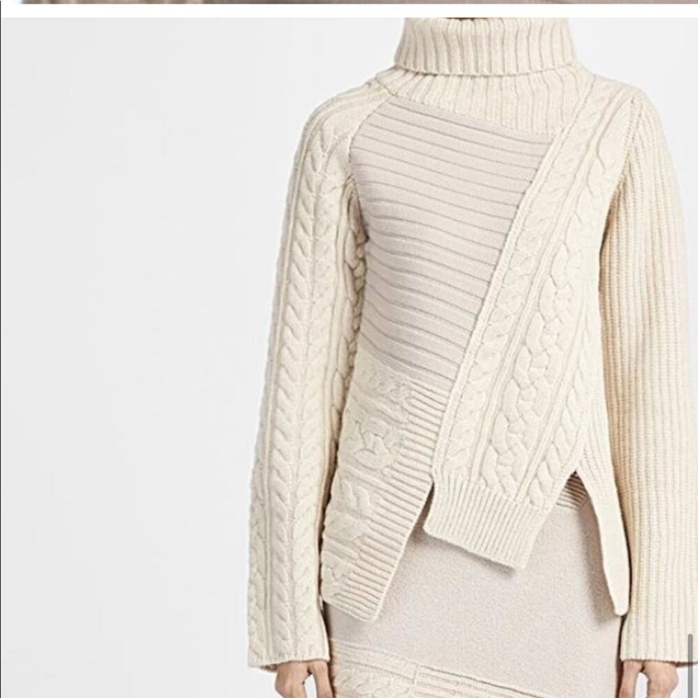 JOSEPH Chunky Wool Cable Knit Turtleneck Sweater size XS